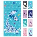 Jessy Home 4 Pack Mermaid Beach Towel 30"x60" Soft Microfiber Swim Towels Absorbent Quick Dry Sand Free Beach Towels Set for Girls &amp; Women for Beach Travel - Lake Blue
