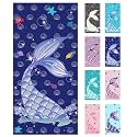 Jessy Home 4 Pack Mermaid Beach Towel 30"x60" Soft Microfiber Swim Towels Absorbent Quick Dry Sand Free Beach Towels Set for Girls & Women for Beach Travel - Dark Purple