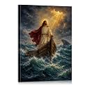 Jesus Christ Stormy Sea Boat Wall Art Religious Art Christian Wall Decor