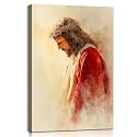 Jesus Crown of Thorns Canvas Wall Art Christian Decor - Religious Wall Decor with Inner Wooden Frame, Lightweight &amp; Easy Hanging, Jesus Painting Posters for Living Church Room &amp; Office, 12x18 Inches