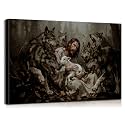 Jesus Protecting Lamb From Wolve Poster Christian Art Jesus Wall Art