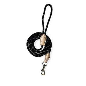 jet black reflective rope leash - small