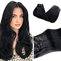 Jet Black Remy Hair Extensions - Clip