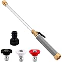 Jet Nozzle Power Washer Wand for Garden Hose - 2026 High Pressure Washer with 3 Interchangeable Nozzles for Car Washing, Patio Lawn Garden Outdoor Cleaning，Grey