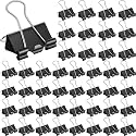 Jetec 100 Pcs Black Binder Clip Paper Clamp Metal Paper Clip, 1 Inch