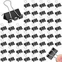 Jetec 100 Pcs Black Binder Clip Paper Clamp Metal Paper Clip, 1.25 Inch