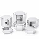 Jetec 12 Pcs Hexagonal Jewelry Display Risers Acrylic Stands,Silver