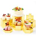 Jetec 12 Pcs Hexagonal Jewelry Display Risers Acrylic Stands,Gold