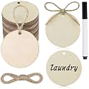 Jetec 2" 40 Pcs Wood Circles for Craft Blank Round Wood Ornament Gift Tag