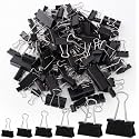 Jetec 200 Pcs Black Binder Clip Paper Clamp Metal Paper Clip, Mixed Sizes
