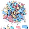 Jetec 200 Pcs Colorful Binder Clip Paper Clamp Metal Paper Clip, Mixed Size
