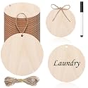 Jetec 3.5" 40 Pcs Wood Circles for Craft Blank Round Wood Ornament Gift Tag