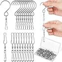 Jetec 30 Pcs Wind Spinner Swivel Hooks 360 Degree Rotating,Metal Color
