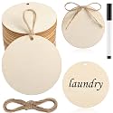 Jetec 40 Pcs 3" Wood Circles for Craft Blank Round Wood Ornament Gift Tag