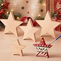 Jetec 5 Pcs 4-8 Inch Wooden Stars for Crafts 5 Size Unfinished Star Cutouts