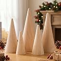Jetec 5 Pcs 5 Sizes Christmas Cone Wooden Trees Cutouts Unfinished Crafts