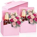 Jetec 50 Pcs 4 Cup Drink Carrier with Handle, Cardboard,Pink