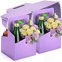 Jetec 50 Pcs 4 Cup Drink Carrier with Handle, Cardboard,Light Purple