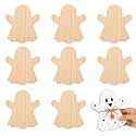 Jetec 9 Pcs 6 Inch Wooden Ghosts for Craft Unfinished Halloween Cutout