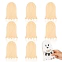 Jetec 9 Pcs 6 Inch Wooden Ghosts for Craft Unfinished Wood Halloween Cutout