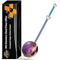 JETKONG Large Flour Duster for Baking, One-Handed Operation Sugar Sifter, 304 Stainless Steel Dusting Wand, Flour Sprinkler for Bread Baking (Large, Rainbow)