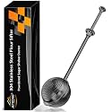 JETKONG Large Flour Duster for Baking, One-Handed Operation Sugar Sifter, 304 Stainless Steel Dusting Wand, Flour Sprinkler for Bread Baking (Large, Black)