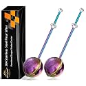 JETKONG Large Flour Sifter, Baking Sifters with 18/8 Stainless Steel Dusting Wand for Sugar, Flour and Spices, Set of 2 (Large, Rainbow)