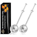 JETKONG Large Flour Sifter, Baking Sifters with 18/8 Stainless Steel Dusting Wand for Sugar, Flour and Spices, Set of 2 (Large, Silver)