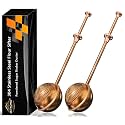 JETKONG Large Flour Sifter, Baking Sifters with 18/8 Stainless Steel Dusting Wand for Sugar, Flour and Spices, Set of 2 (Large, Brown)