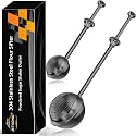 JETKONG 2 Pcs Flour Sifter, Stainless Steel Flour Duster for Bread Baking, Bakers Dusting Wand for Powdered Sugar and Spices (Small+Large, Black)