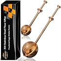 JETKONG 2 Pcs Flour Sifter, Stainless Steel Flour Duster for Bread Baking, Bakers Dusting Wand for Powdered Sugar and Spices (Small+Large, Brown)