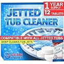 Jetted Tub Cleaner Tablets – Bathtub Jet &amp; Pipe Cleaner for Whirlpool, Jacuzzi &amp; Spa Bath Systems, Deep Cleans Hidden Buildup in 15 Minutes, Septic Safe, 12 Tablets, 1 Year Supply