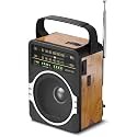 JEUJUG Portable AM FM Radio, Bluetooth 5.0 Radios 5 Watts Loud Speaker,FM Radio Built-in Rechargeable Battery/DC D*4 Cell Battery Operated &amp; AC Power Plug in Wall Retro