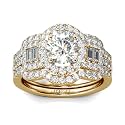 Jeulia 2 Carat Engagement Halo Rings for Women Sterling Silver Round Cut Bridal Set Cubic Zirconia Wedding Diamond Band Rings Promise Anniversary Rings for Her