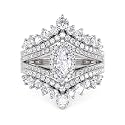 Jeulia 2PCS Interchangeable Wedding Ring Set for Women; 925 Sterling Silver Marquise/Pear Cut Engagement Ring Band Romantic Anniversary Christmas Bridal Set with Jewelry Gift Box