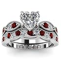 Jeulia 3 Carat CZ Solitaire Engagement Rings Halo Milgrain Heart Cut Sterling Silver Ring Set Promise Engagement Wedding Anniversary Rings Bridal Sets for Women