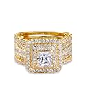 Jeulia 3 PC Enhancer Ring Set for Women 925 Sterling Silver Princess Cut Diamond Engagement Rings Cubic Zirconia Halo Solitaire Wedding Rings Anniversary Promise Rings for Her with Jewelry Box