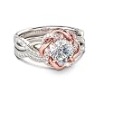 Jeulia Halo Solitaire Engagement Rings for Women Sterling Silver Floral Flower Rings Rose Gold Plated Diamond Ring Round Cut Bridal Ring Set Anniversary Promise Rings for Her