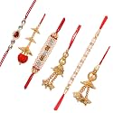 Combo of 3 Thread Dora Rakhi wtth 3 Lumba Set for Brother Bhaiya Bhabhi