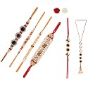 Combo of 3 Thread Dora Rakhi wtth 3 Lumba Set for Brother Bhaiya Bhabhi