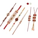 Combo of 3 Thread Dora Rakhi wtth 3 Lumba Set for Brother Bhaiya Bhabhi