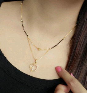 jewel store d letter mangalsutra gold plated pendant locket for girlswomen alloy design new model 18 inch short-long stylish traditional fashionable chain alphabet name mangalsutras alloy mangalsutra