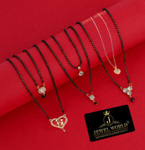 jewel world 18 inch short combo of 6 mangalsutra-tanmaniya alloy mangalsutra