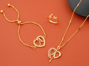 jewel world brass alloy gold-plated gold jewellery set