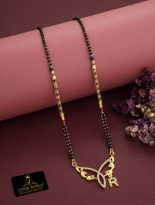 jewel world gold-plated r letter name alphabet pendant mangalsutra design for women brass mangalsutra