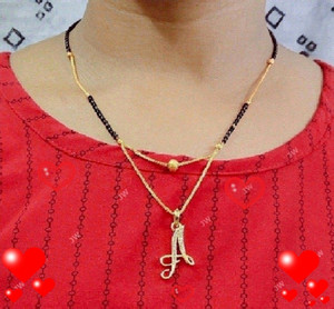 jewel world a letter mangalsutra alphabet name gold plated new collection pendant locket for girlswomen gold-plated alloy latest style design new model mangalsutras alloy mangalsutra