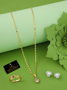 jewel world metal alloy gold-plated gold white jewellery set