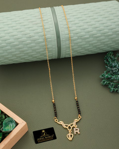 jewel world r name letter 18 inch gold-plated short mangalsutra for women alloy brass mangalsutra
