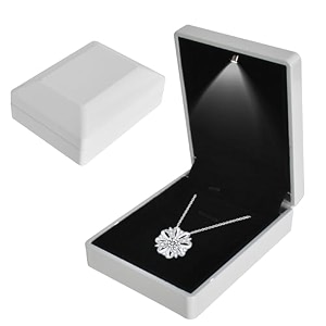 jewelry box led lighted pendant box necklace bracelet rings pendant storage gift case light up pendant case for wedding proposal engagement valentine39s day favors charms 7933cm white