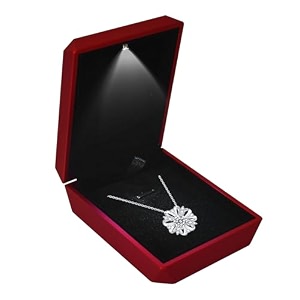 jewelry box led lighted pendant box necklace bracelet rings pendant storage gift case light up pendant case for wedding proposal engagement valentine39s day favors charms 7933cm red-a